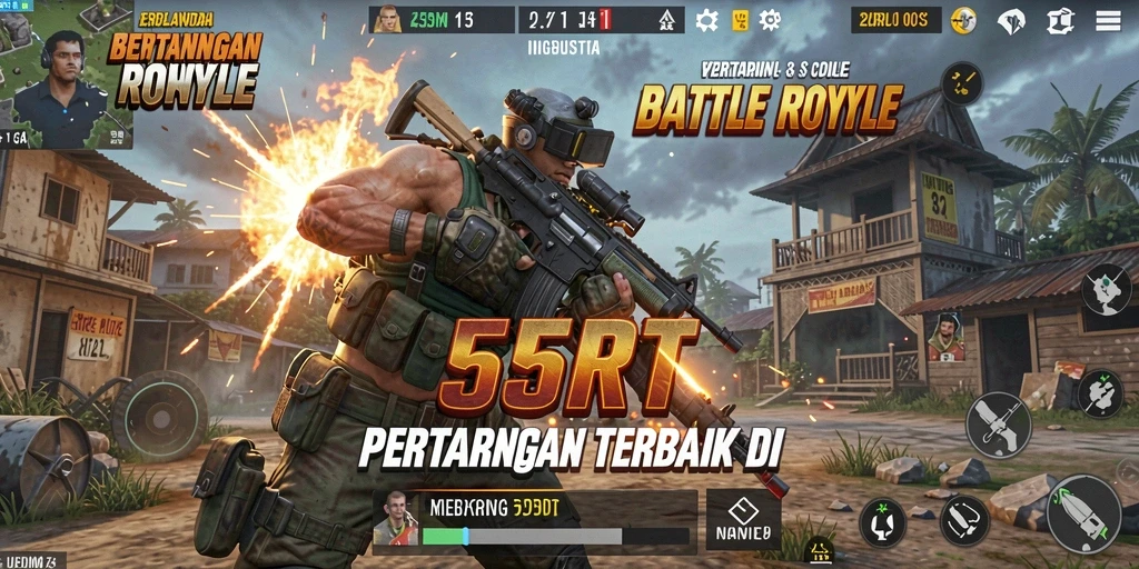 Gameplay seru di 55RT dengan pertempuran intens Battle Royale.