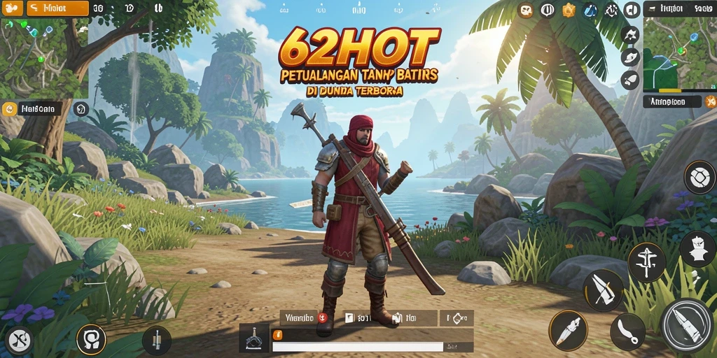 Tangkapan layar gameplay 62HOT menampilkan dunia terbuka yang menakjubkan.