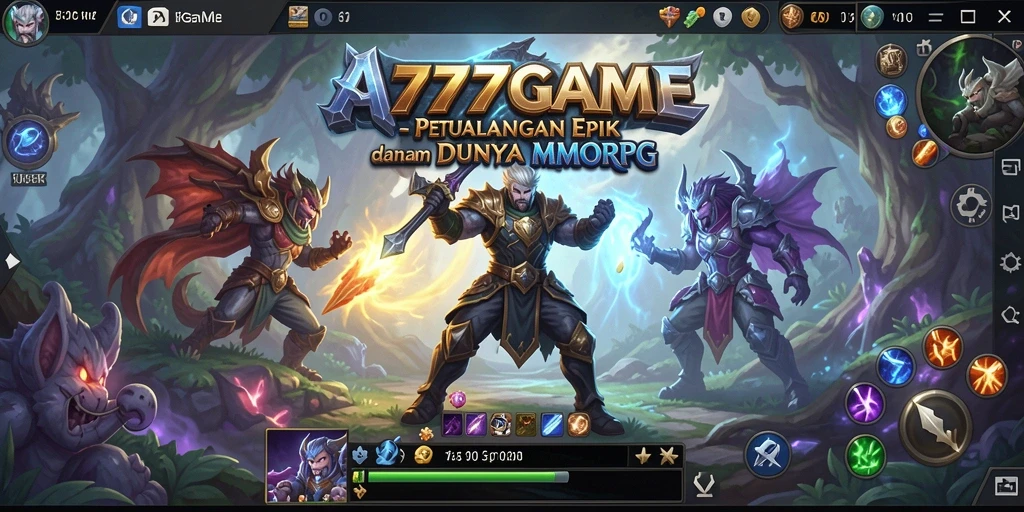 Screenshot A777GAME menampilkan aksi seru dalam pertempuran dunia MMORPG.