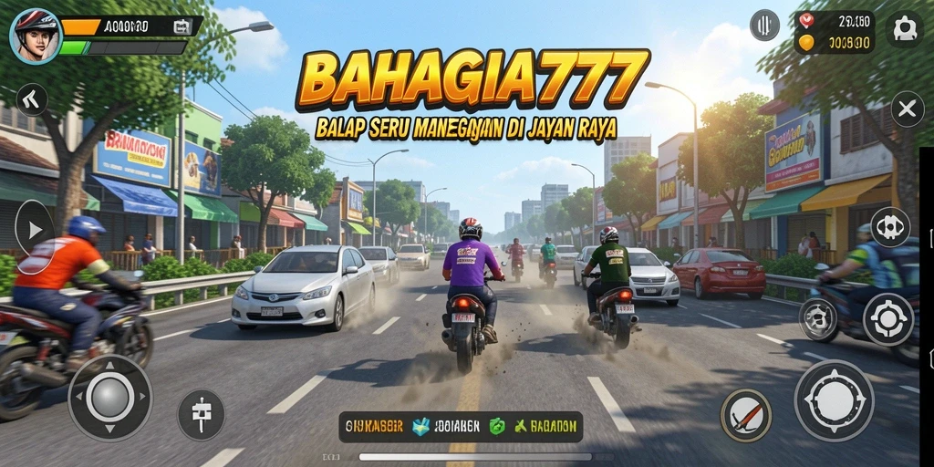 Tampilan gameplay menegangkan saat balapan di BAHAGIA777.