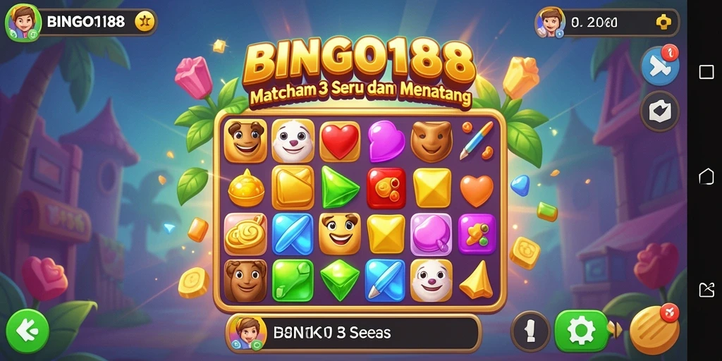 Tampilan gameplay seru BINGO188 di level Match-3.