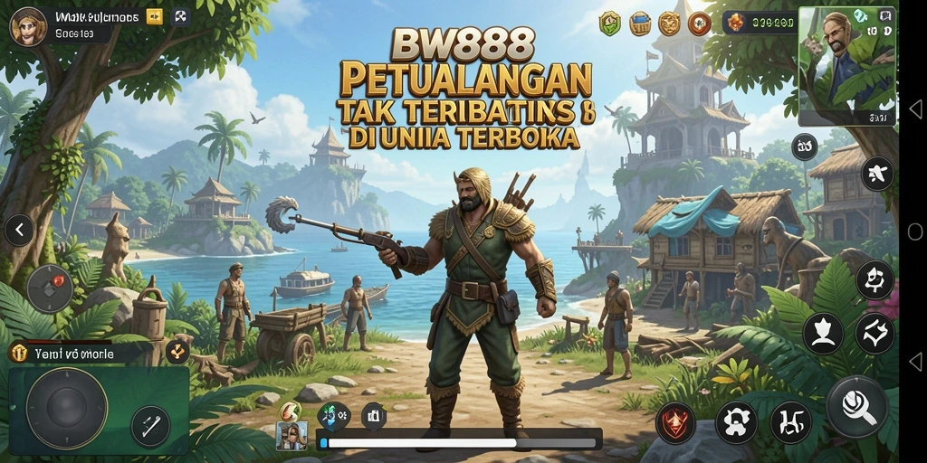Screenshot utama BW888 menampilkan petualangan seru dalam dunia terbuka yang indah.