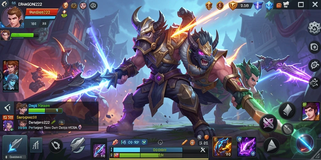 Tampilan seru saat pertandingan seru di DRAGON222 MOBA.