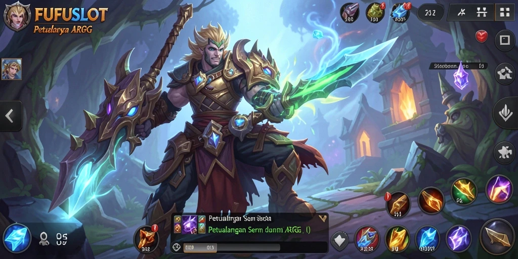 Tangkapan layar utama FUFUSLOT menampilkan pertarungan epik dalam dunia ARPG.