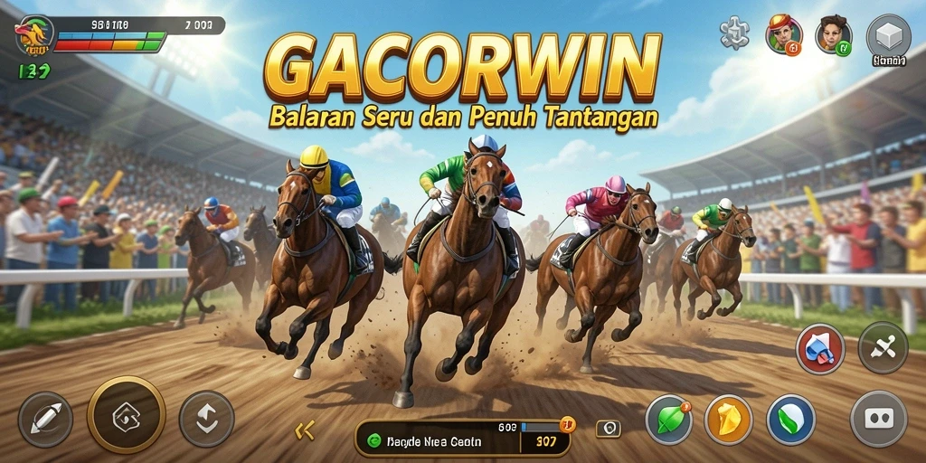 Tampilan gameplay GACORWIN yang mendebarkan dan penuh aksi balapan.