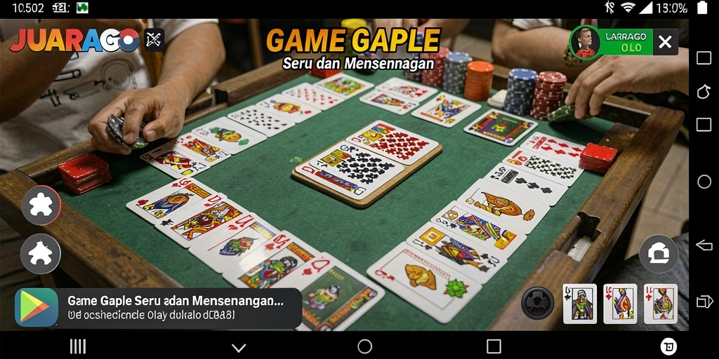 Screenshot JUARAGO menampilkan gameplay Gaple yang menarik dan interaktif.