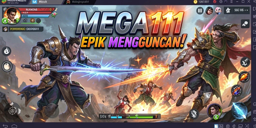 Tangkapan layar dari gameplay intens MEGA111 dalam pertempuran.