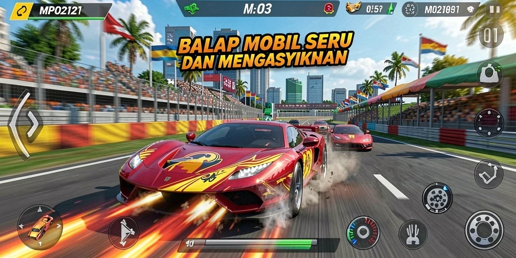 Gameplay balap mobil penuh aksi di MPO2121.