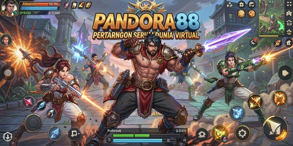 Screenshot PANDORA88 menampilkan duel karakter bertarung dengan efek visual yang menakjubkan.