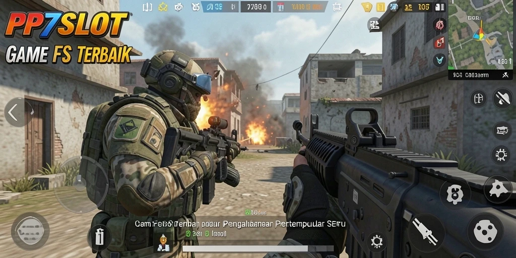 Tampilan menegangkan dari gameplay FPS dengan aksi yang cepat.