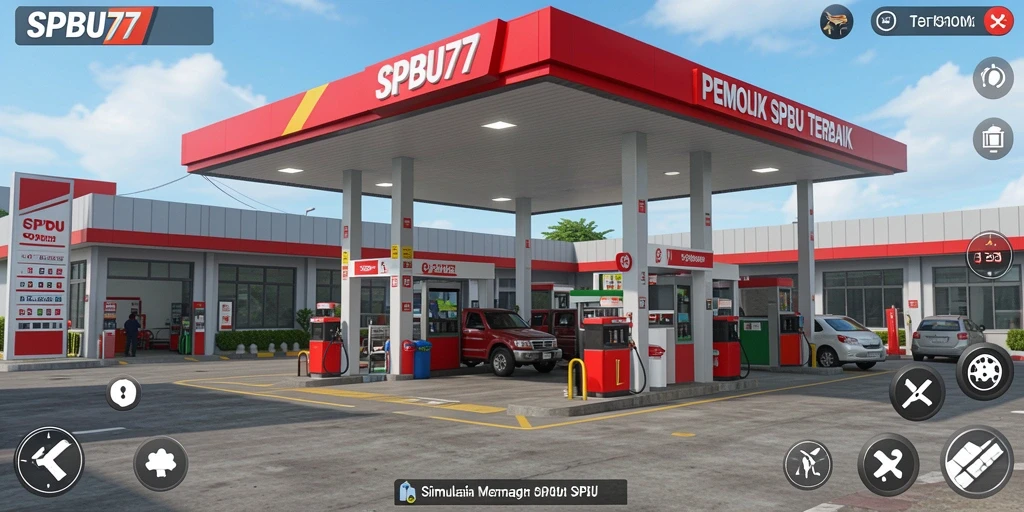 Tampilan menarik dari gameplay SPBU77 saat mengelola SPBU.